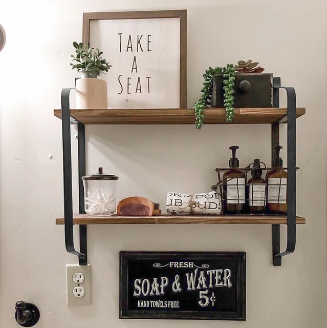 Industrial Pipe Wall Floating Shelf Storage Wooden Rack Home Storage unit