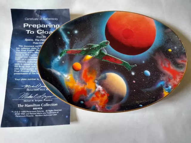 Star Trek "Preparing to Cloak" Collector Plate Space The Final Frontier Hamilton