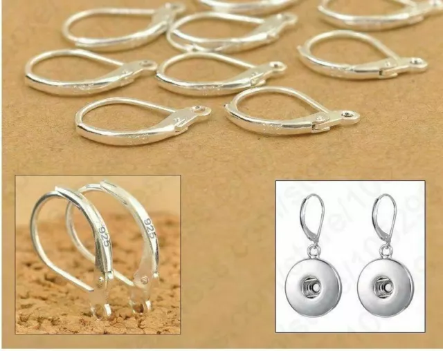 925 Sterling Silver Earring Ear Hooks Lever Back Open 3 Pairs Individually stamp