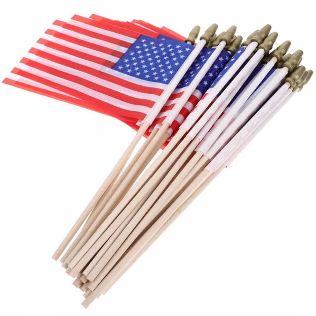 40 Pcs American Flag Stick 4*6 Inch Mini Handheld Usa Flags Banner
