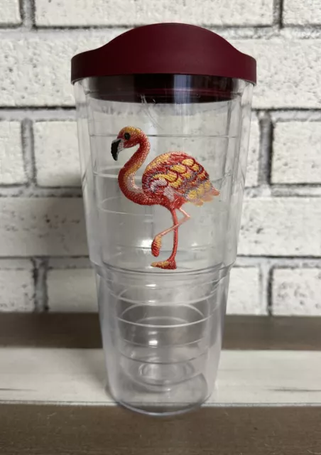 Flamingo Tervis Cup Tumbler Embroidered 24oz Made In America