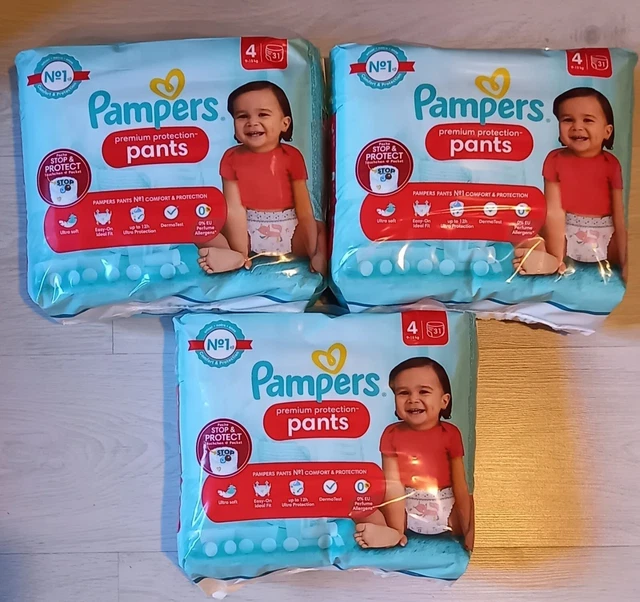 Lot de 3 Pampers Couches culottes premium protection taille 4