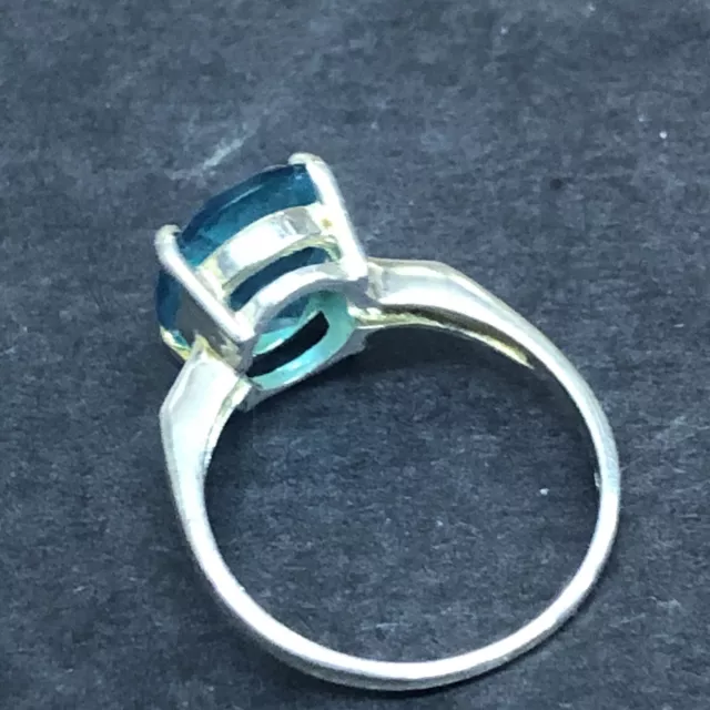 STERLING SILVER .925 Lot Ring S18 Sz7 3.2g Sky Blue Topaz Engagement ...
