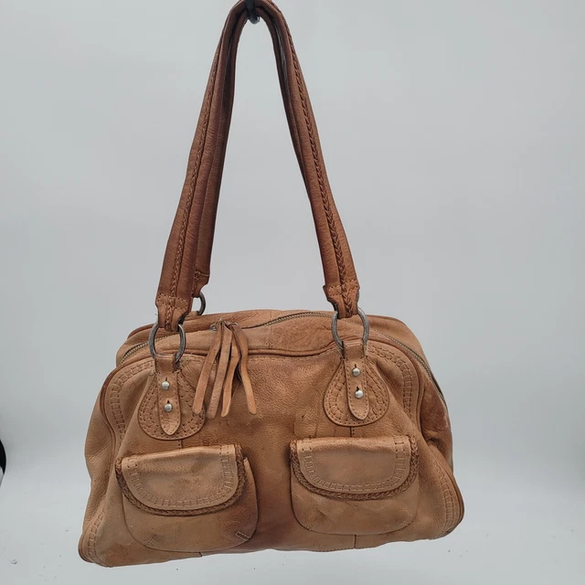 VTG Sigrid Olsen Genuine Lamb Leather Womens Hobo Bag Purse Shoulder Bag Camel
