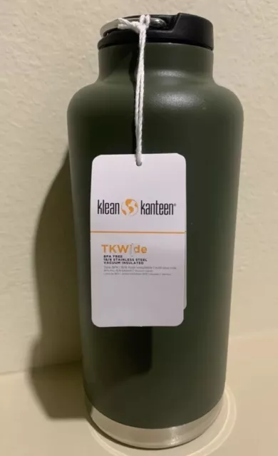 Klean Kanteen TK Wide 64oz Insulated Loop Top Cap Bottle Stainless Steel, Olive