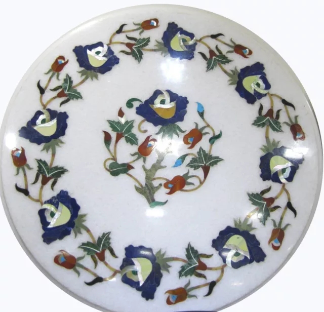 16" Mármol de Mesa Pietra Dura Lapis Floral Incrustado Trabajo Arte Hogar Decor