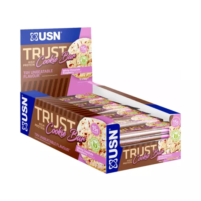 USN Trust Cookie Bars (12x60g) White Chocolate Raspberry - Barritas proteicas