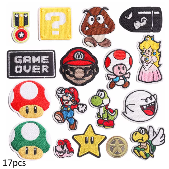 17x SuperMario Embroidery Applique Patches Sew Iron On for Kids Clothes Jeansש