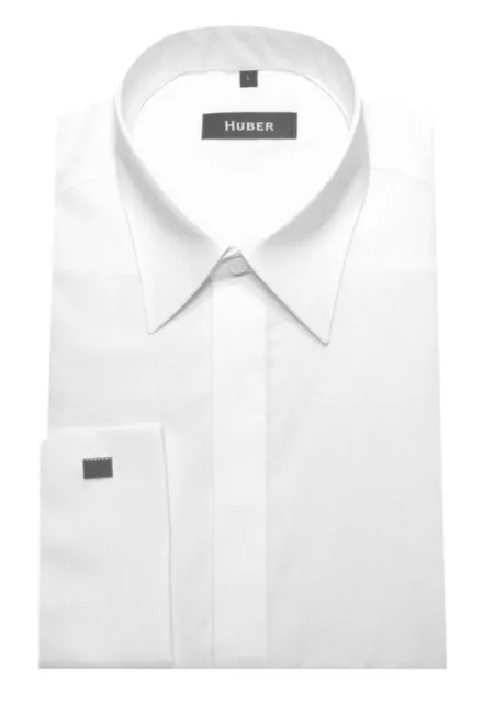 Sobre HUBER Manguitos Camisa Blanco Oculto Regular Fit HU-0011