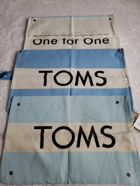 Lot of 3 TOMS Canvas Shoe Bags Dust Covers 14"X9.5” Draw String