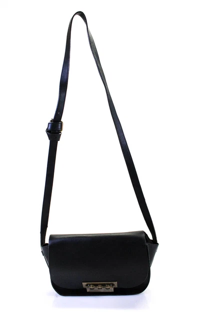 ZAC Zac Posen Womens Leather Crossbody Shoulder Handbag Black