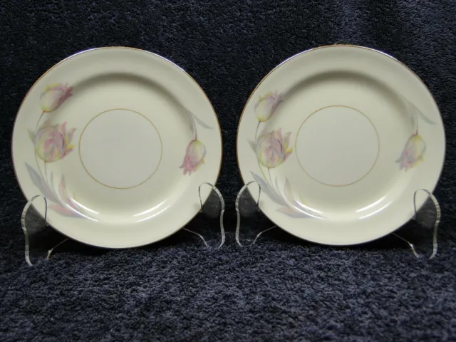 Homer Laughlin Eggshell Nautilus Tulip Bread Plates 6 1/4" Set of 2 Excellent