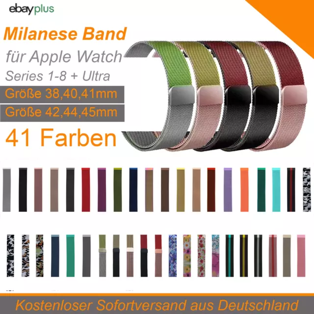 Milanaise Armband Edelstahl Milanese Loop kompatibel mit Apple Watch 1-8 + Ultra