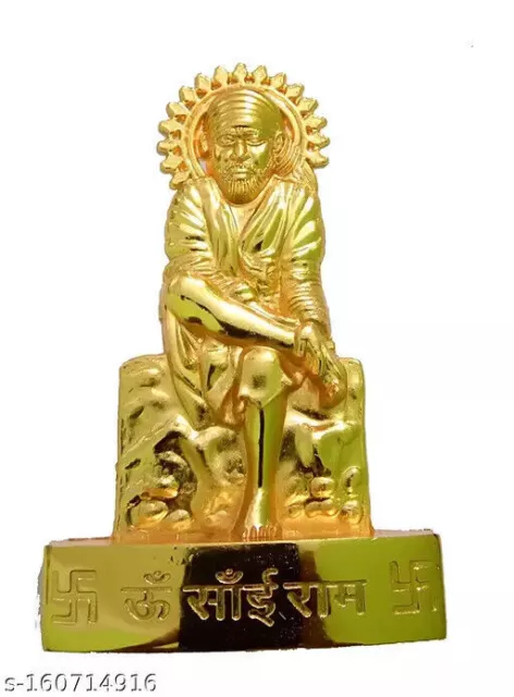 Designer-Gott Sai Baba, aus Metall gefertigte goldene Idol-Figur für Pooja...