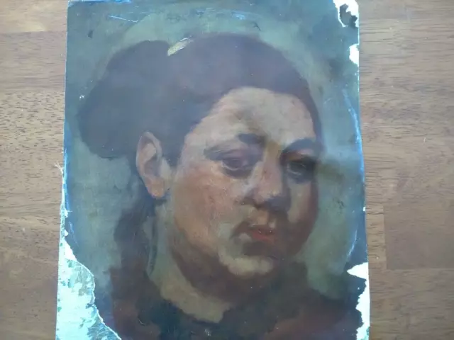 Rare Antique Oil Painting of A 19th Century European Lady