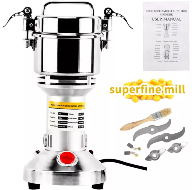 Electric Grain Mill Grinder Powder Machine Spice Herb Grinder 110V 70-300 Mesh