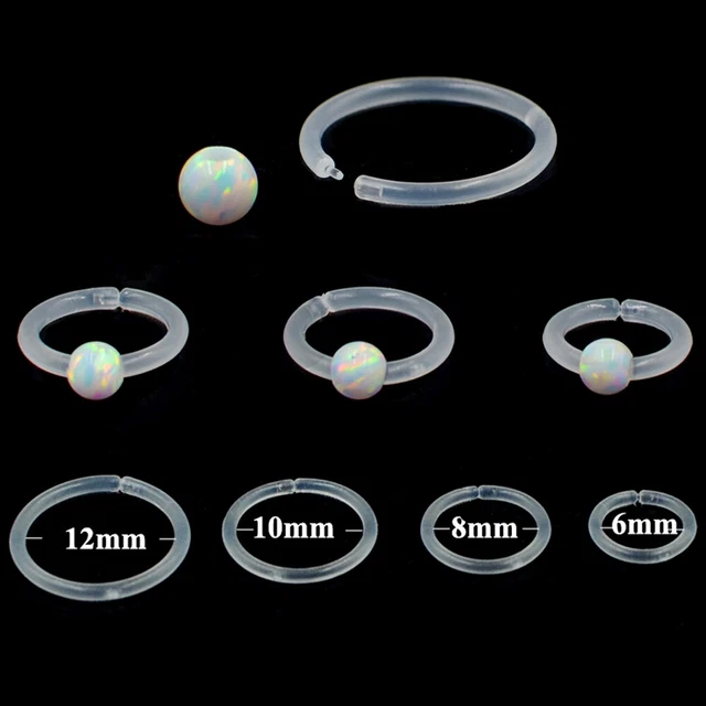 Opal Bioplast Flexible Nose Lip Ring Labret Eyebrow Ring Earring Body Piercing