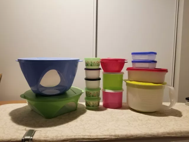 Lot Set Tupperware Containers Pitcher, Snack Cups, Freezer, Rock Serve, Bowls