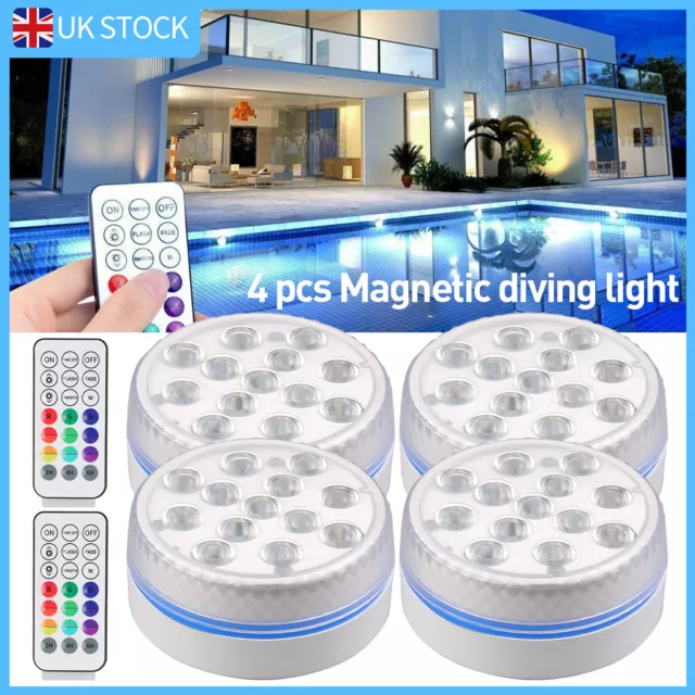 Swimming Pool Lights 13 LED Underwater Submersible RGB Light Waterproof Magnetic