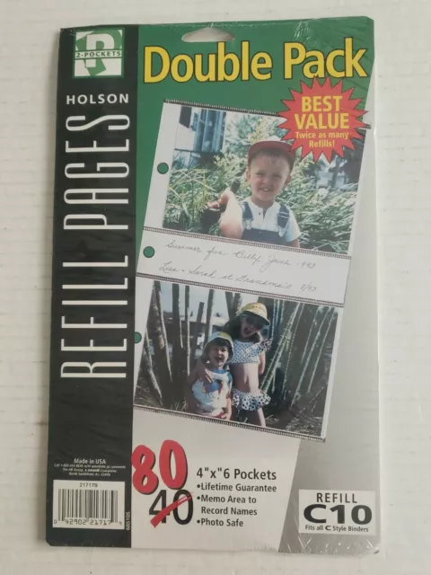 Páginas de fotos de bolsillo Holson 80 4x6" con recarga de notas C10 se adapta a todos los encuadernadores estilo C