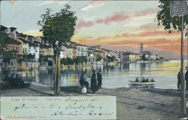 bs454 cartolina lago di garda salo' riva 1903 provincia di brescia  lombardia