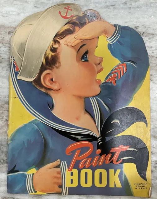 Whitman Sailor Boy Paint Book Used 30 Pages Vintage AS IS 1942 WW2 Era