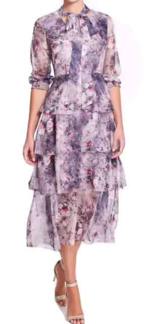 Marchesa Notte Floral Midi Dress - Size 8 - NWT - MSRP $525