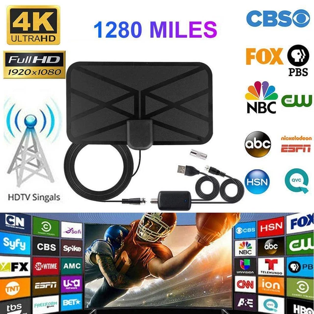 1280 Miles Antenna TV Digital Antenna HD 4K Antena Digital Indoor HDTV