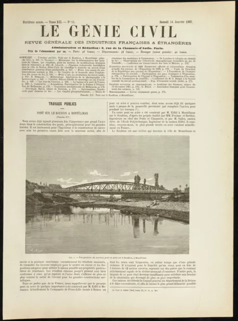 1888 - General view of the new bridge over the Roubion in Montélimar - civil engineering