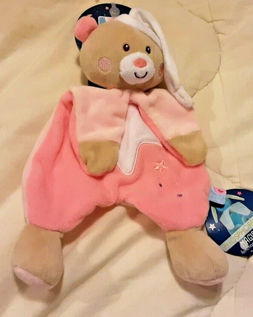 doudou plat ours beige rose blanc étoile SUCRE D'ORGE phosphorescent magidoux