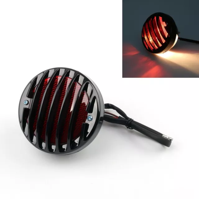 Round Moto Feu arrière Tail light Pour Bobber Chopper Rat Custom Blk New