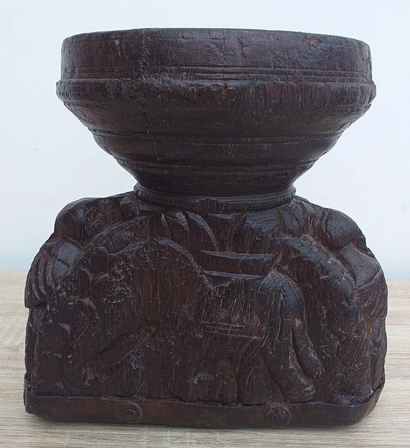 Antique Wooden Indian Agricultural Seed Spreader Bijni Original Hand Carved