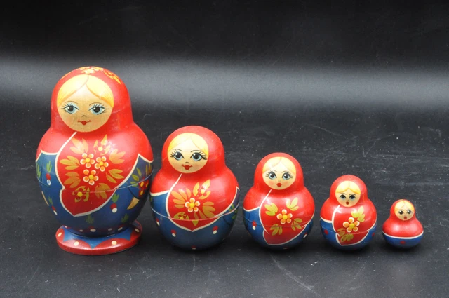 Ancienne Poupée Russe Matriochka - 6 éléments - Décoratif Vintage