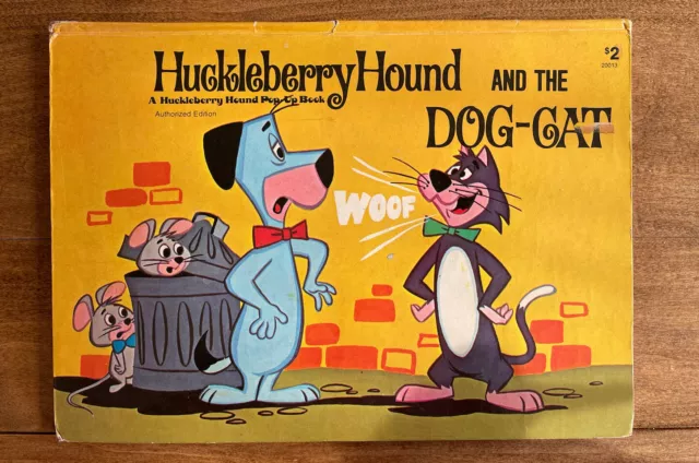 Vintage 1974 Huckleberry Hound And The Dog-Cat Pop Up Book