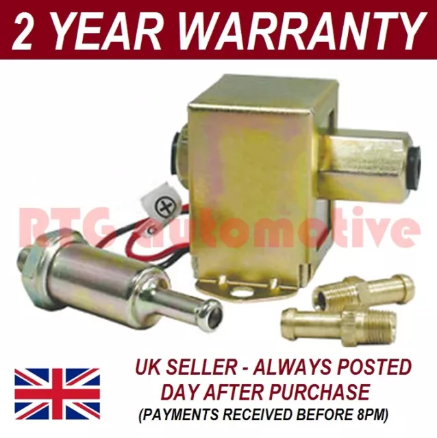 Universal Solid State Facet Style 12V Fuel Pump Includes In Line Filter + Unions