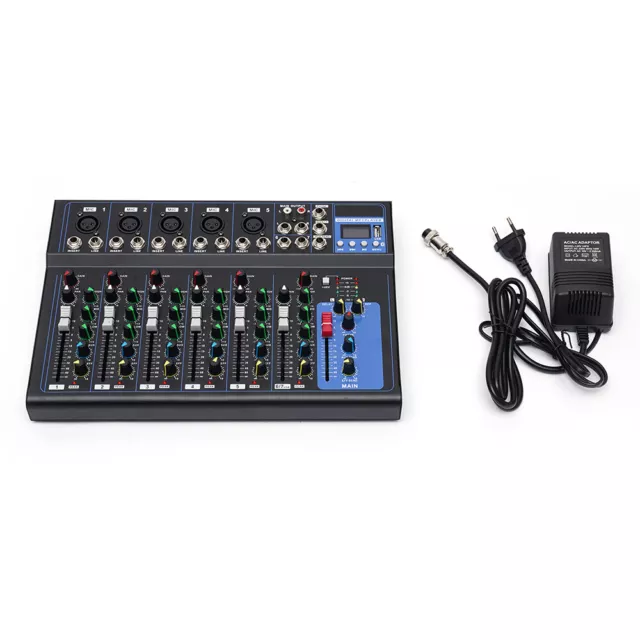 7 Kanal Audio Mischpult Konsole Verstärker USB DJ Live Mixer Studio Bluetooth 3