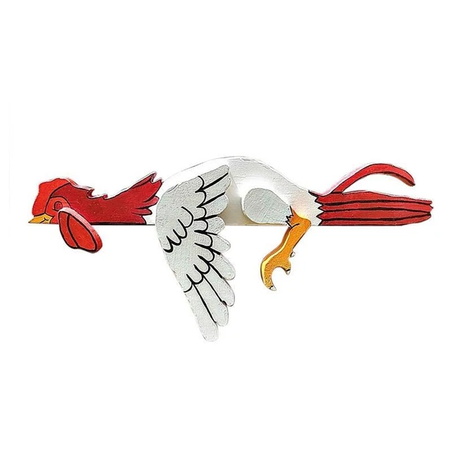 Garden Resting Rooster Ornament Funny Fence Decoration Statues Chicken Sculpture