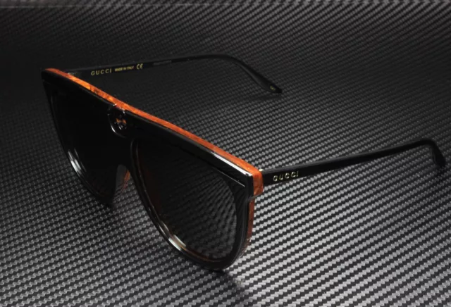 GUCCI GG0732S 001 Aviator Acetate Black Shiny Black Grey 61mm Women's Sunglasses