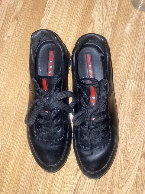 Mens black prada runners sales