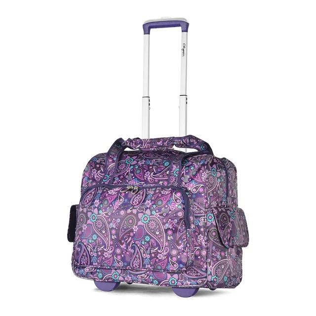 Olympia Deluxe Fashion Rolling Overnight Luggage Suitcase, Purple Paisley (Used)