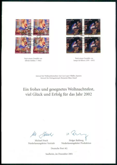 DEUTSCHE POST WEIHNACHTS-KARTE 2002 RARE !! NIEDERLASSUNG SAULHEIM ua71