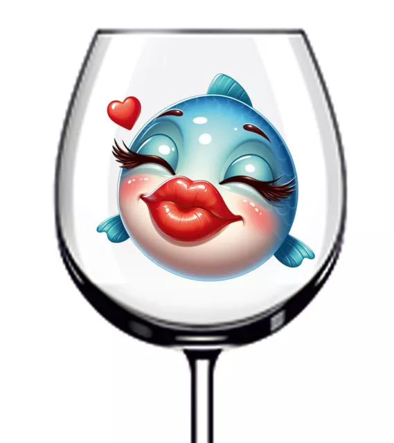 12x Dolphin Kiss Valentines Day Wine Glass Bottle Van Vinyl Sticker Decal a6134