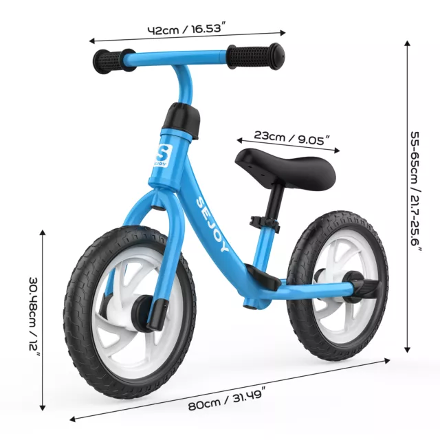 SEJOY 12" Kids Balance Bike Walking Run Training Bicycle For 2-6 Years Children 3