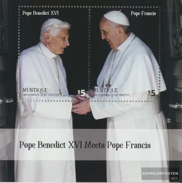 St. Vincent - Mustique Block62 (kompl.Ausg.) postfrisch 2014 Papst Benedikt XVI.