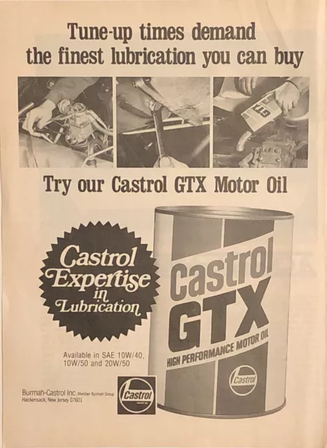 PRINT AD 1975 Castrol GTX High Performance Motor Oil - Expertise In Lubrication