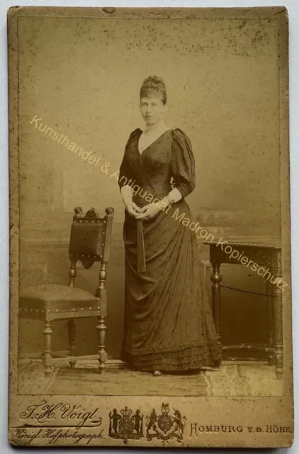 orig. KAB Kabinett Foto Fotografie Bild alt Frau Dame Mode um 1880 Homburg Höhe