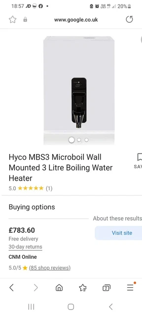 HYCO MBS6 MICROBOIL Wall Mounted Boiling Water Heater 6 Litre, in White  *NEW* £350.00 - PicClick UK