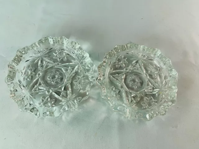 2 Vintage glass ashtray Set - Matching Pair - Star Pattern MCM