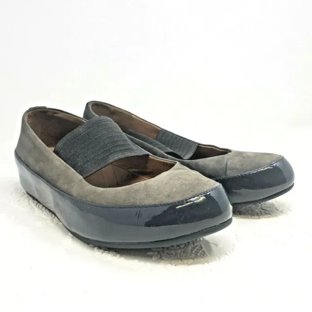 FitFlop Due Mary Jane Slip On Shoes Blue Gray Nubuck Suede Womens US 7.5 EU 38.5