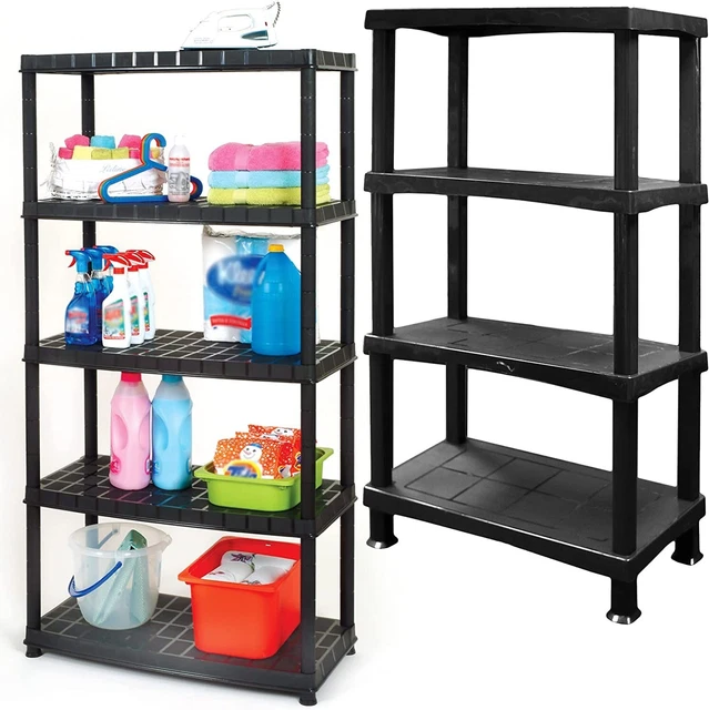 4/5 TIER PLASTIC Shelving Unit Storage Racking Shelves Garage Warehouse